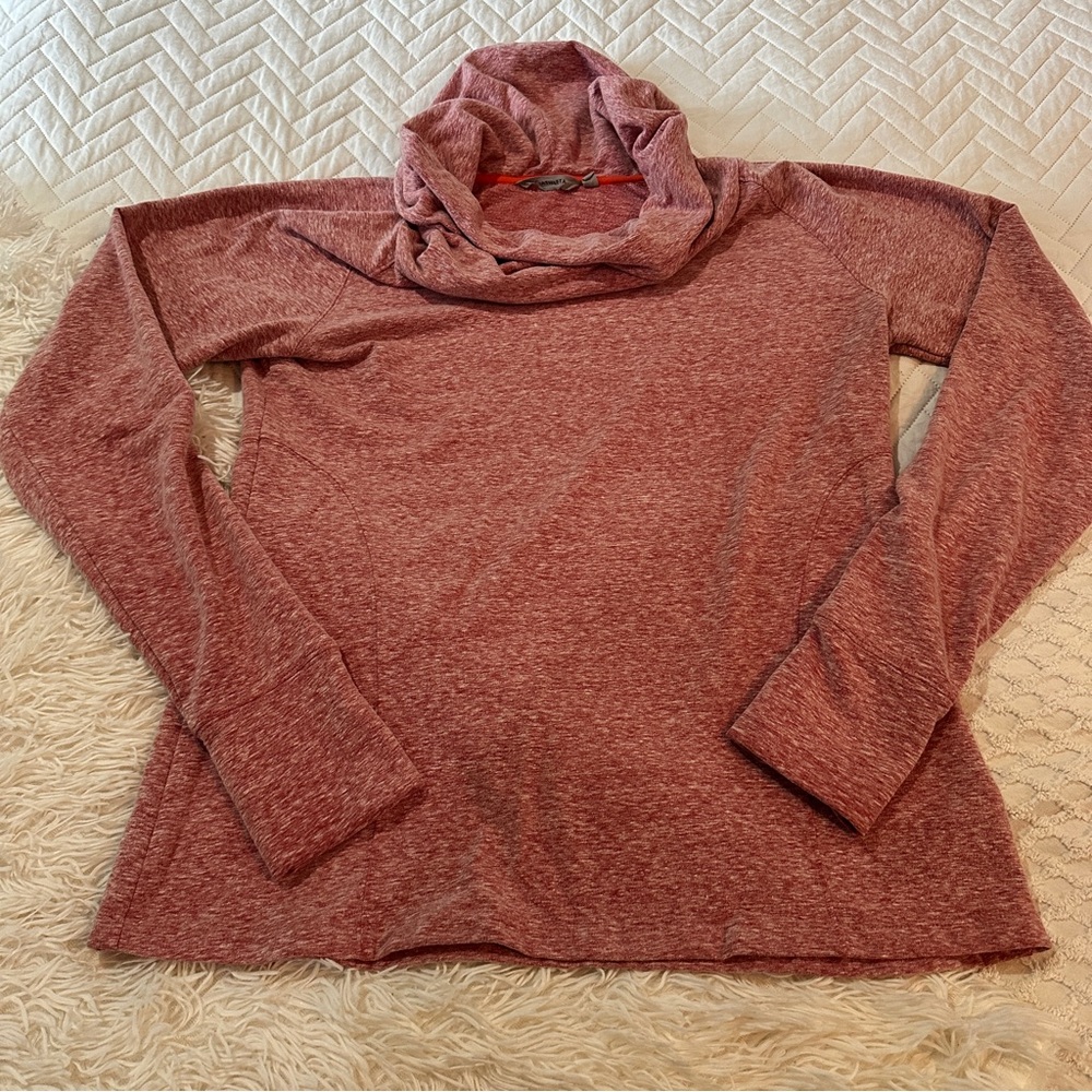 Athleta Cozy Cowl Neck Pullover Top Heathered Pink Thumbholes Size L - Picture 13 of 16